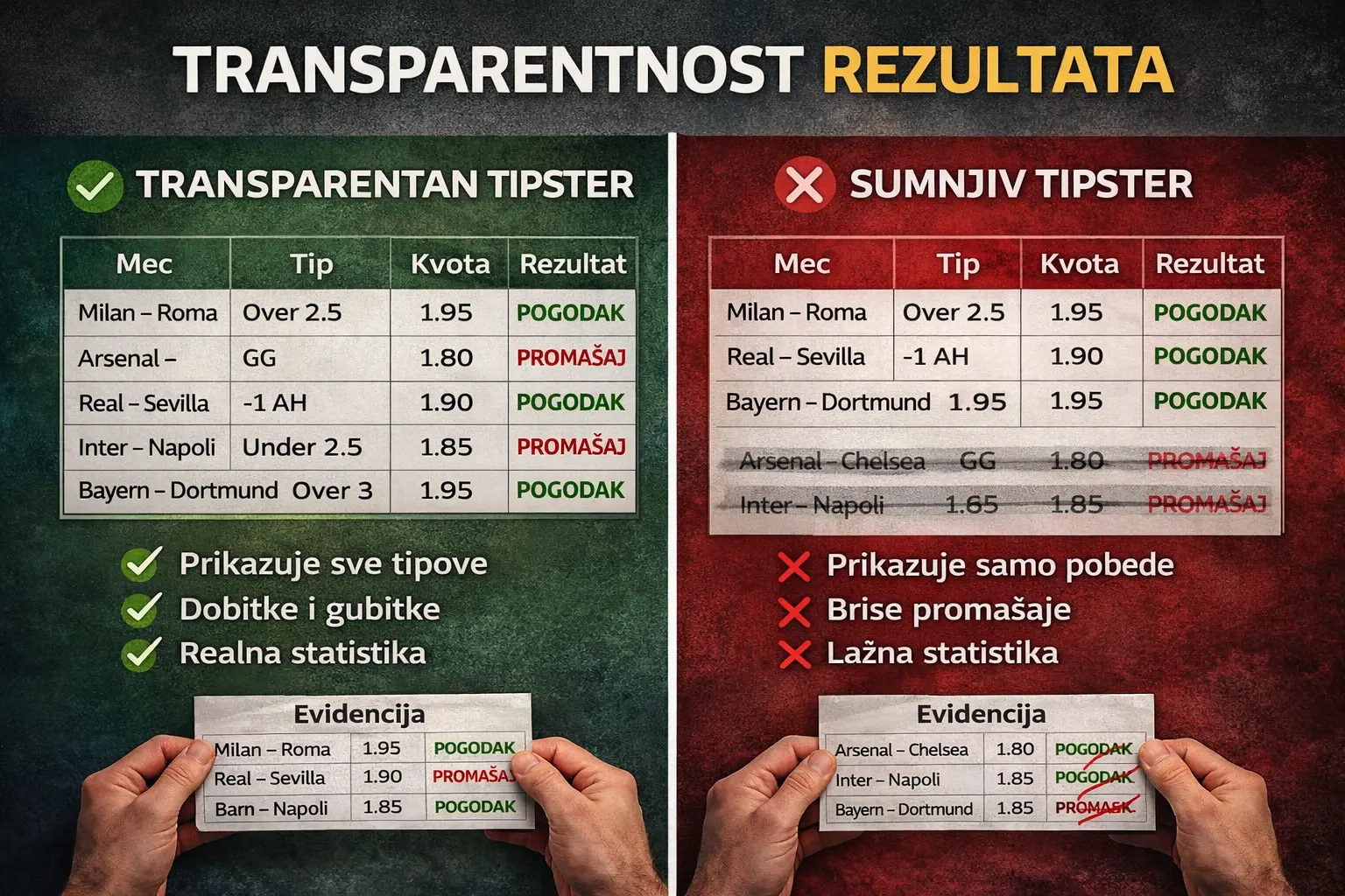 Transparentnost i rezultati kod tipstera