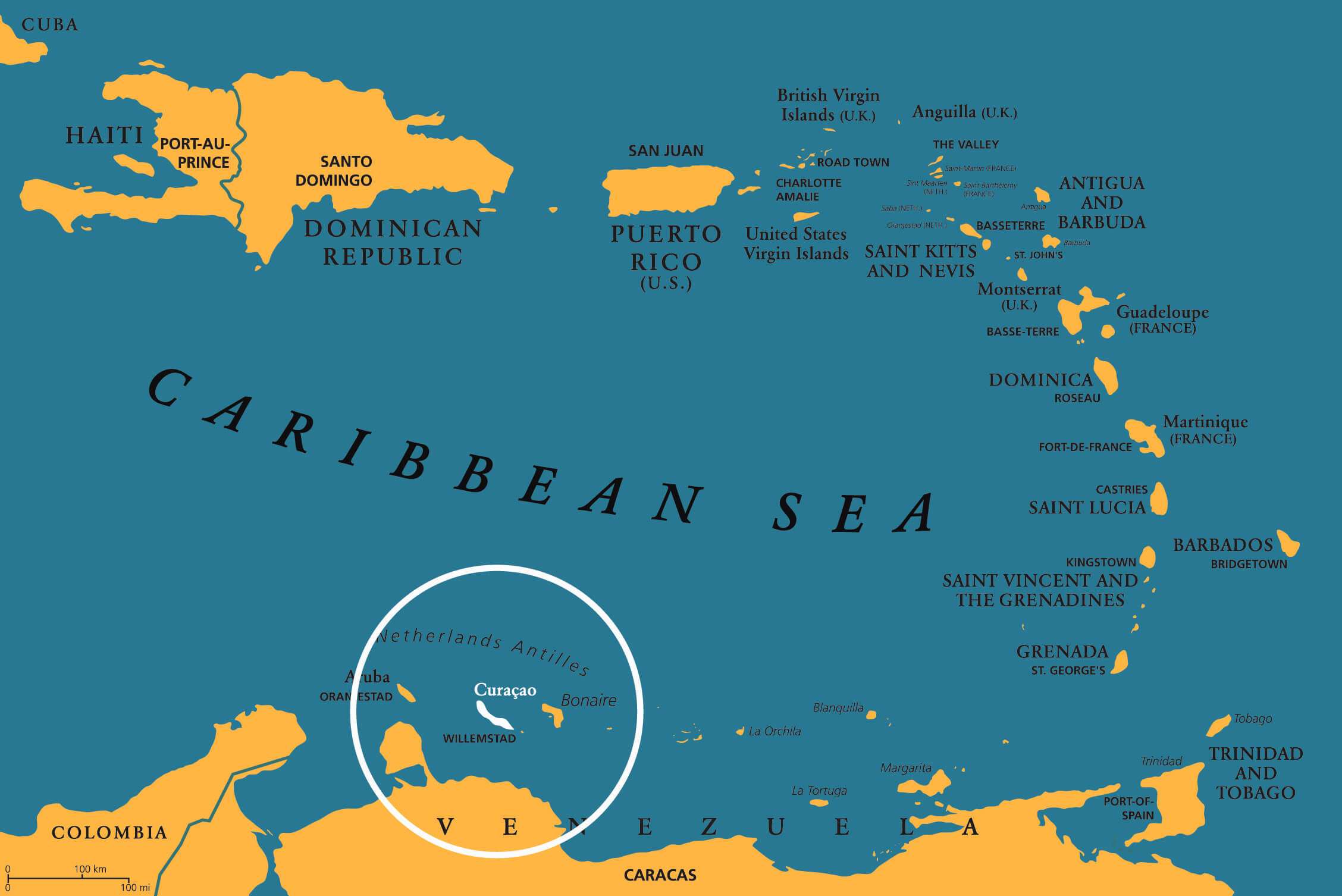 Kurasao Mapa Curacao